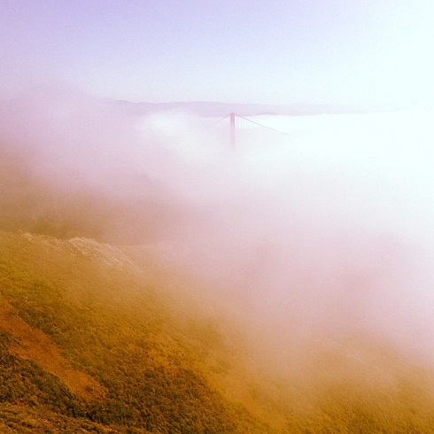 Golden Gate Bridge shrouded in fog